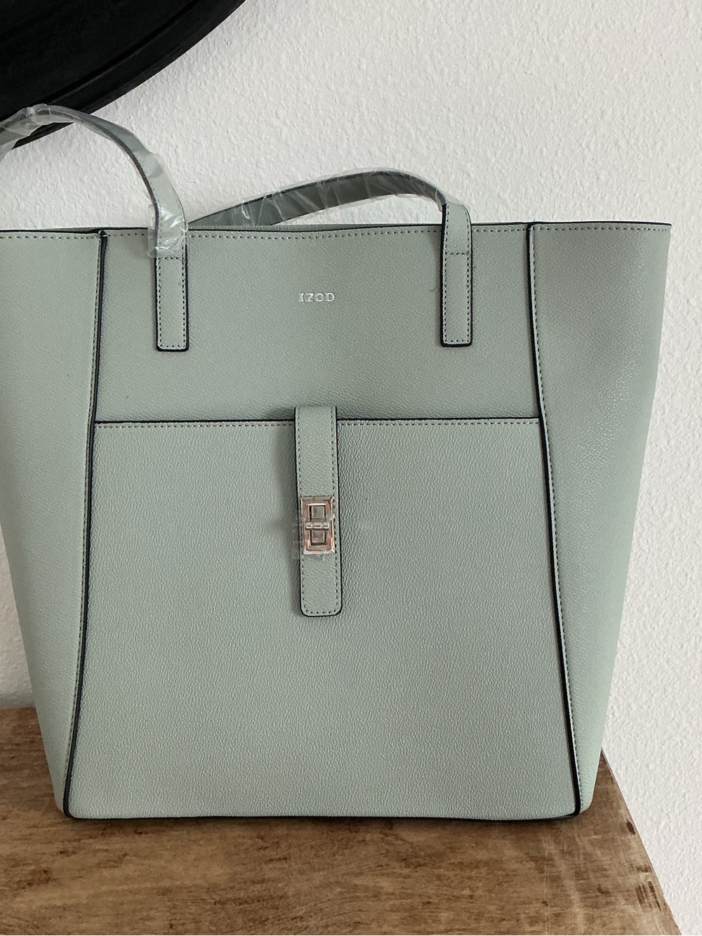 IZOD Mint Green Tote with Front Pocket and Top Handles